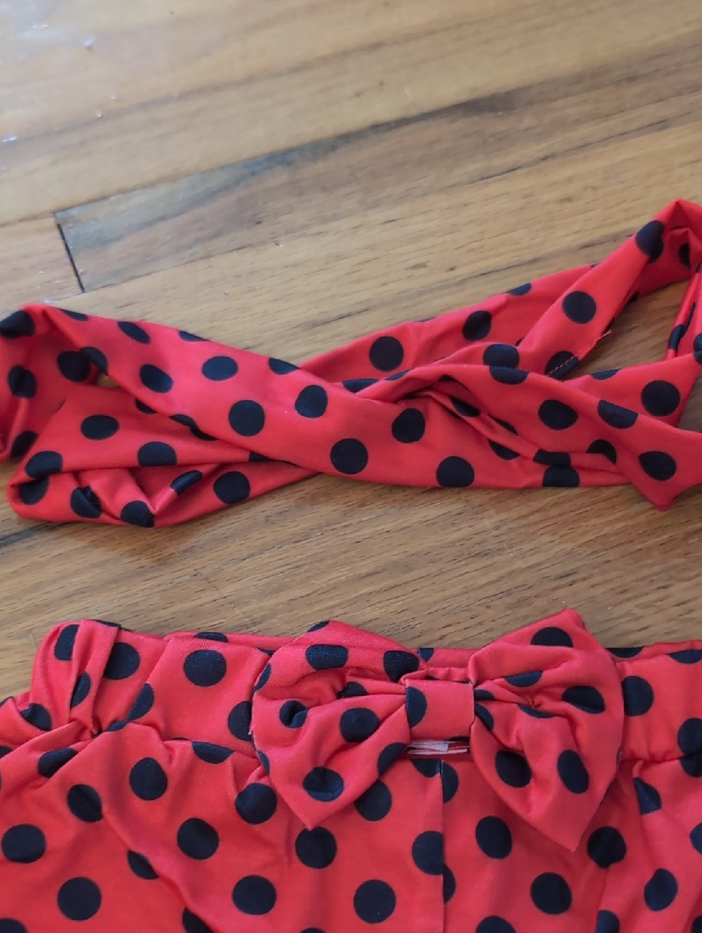 Red & Black Polka Dot Baby Outfit with Ladybug Print - Picture 4 of 5